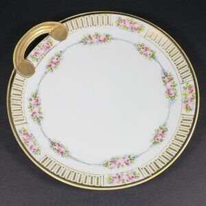 Nippon Handled Plate – Hand Painted Roses & Gold Trim, 7.5”